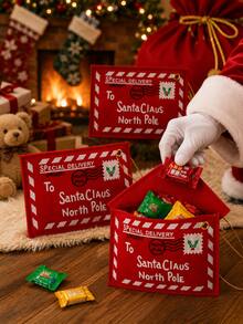 1 Set (50pcs) Christmas Santa Gift Bag Non-Woven Candy Bag, North Pole Letter Pouch, Holiday Party Gift-Giving - One Size - View 3