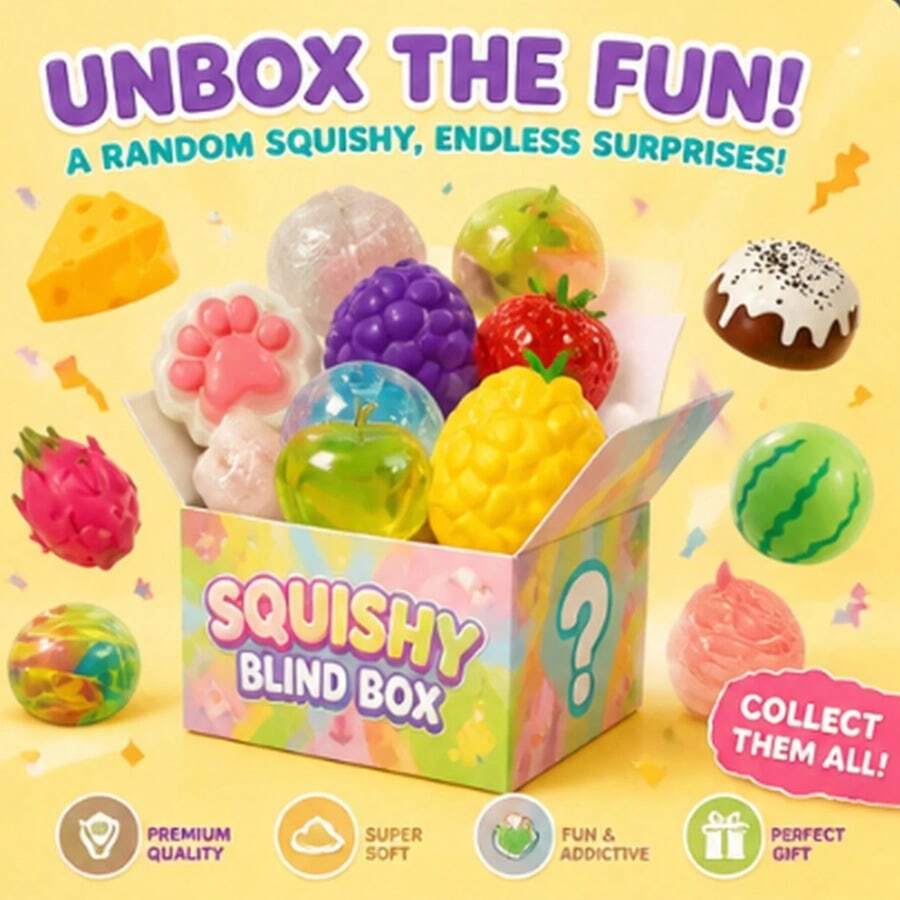 Tachimi 1pc Kids Mixed Random Rotating Egg Box, Colorful Soft Cute Squeeze Stress Relief Toy Set, Cute Multi-Shape Sensory Set, Classroom Reward, Unisex Birthday Creative Gift Bag (Bagged Delivery, Random Shipment) - Multicolor - View 1