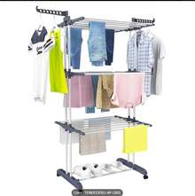 Tendedero de ropa, 4 Niveles Tendederos Plegables Vertical con Ruedas Amplio Espacio de Secado Tendederos, Acero Inoxidable Tendal para Exterior y Interiores - grigio - Visualizzare 1
