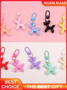 10pcs Cute Candy Color Balloon Dog Keychains, Dopamine Resin Dog Pendant, Lobster Clasp Key Ring, Cartoon Animal Charm. Suitable For Bags, Wallets, Pencil Cases, Car Keys, Perfect Gift For Friends, Family And Colleagues (Random Color). - A - View 8