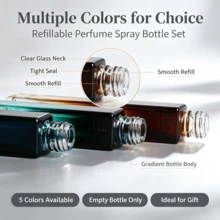 Reusable Gradient Square Glass Perfume Spray Bottle, Portable Mini, Reusable Cosmetics Essential Oil Dispenser For Men And Women, Elegant Gradient Color Empty Perfume Storage Bottle For Outdoor Commuting And Dating Gifts - Multicolor - View 4