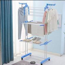 Tendedero de ropa, 4 Niveles Tendederos Plegables Vertical con Ruedas Amplio Espacio de Secado Tendederos, Acero Inoxidable Tendal para Exterior y Interiores - grigio - Visualizzare 5