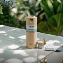 Tyeso 710ML Large Capacity Vacuum Insulated Bottle With Handle Easy Open Lid Sports Water Bottle Unisex Portable Insulated Mug For Outdoor Sports With Coffee Sticker - Multicolor - View 2