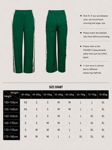 White And Navy Blue Striped Wide Leg Pants, With White Stripes And Button Closure, Casual Comfortable Long Pants, Suitable For Sports, Daily Wear (Machine Washable), Non-Elastic Leg Opening, Back To School Season - Fresh Green - View 6