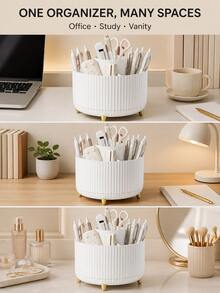360° Rotating Pen Holder Desktop Storage Box, Large Capacity Stationery Organizer, Multi-Function Pencil Cup, Suitable For School, Office, Makeup Brushes And Study Desk - Star - View 8