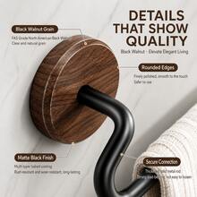 Walnut Wood And Black Carbon Steel Towel Rack, Wall‑Mounted Multi‑Functional Wall Shelf, 1.97 Inch Wall‑Mounting Spacing For Maximum Ventilation & Quick Drying, Rounded‑Edge Storage Organizer For Towels, Slippers And Clothing, Bathroom Home Deco - Walnut Wood With Reinforced Carbon Steel - View 6