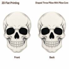 Gothic Skull Skeleton Grinning 2D Flat Print Filled Throw Pillow, Suitable For Sofa, Bedroom, Living Room Cozy Home Decor, Office And Car Use, Pillow Gift - Multicolor - View 7