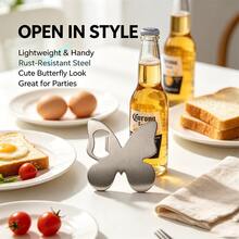 Butterfly-Shaped Lever-Action Bottle Opener, Effortless Beer And Wine Corkscrew Opener, Portable Kitchen Gadget For Home, Outdoor, Picnic And Camping - View 1