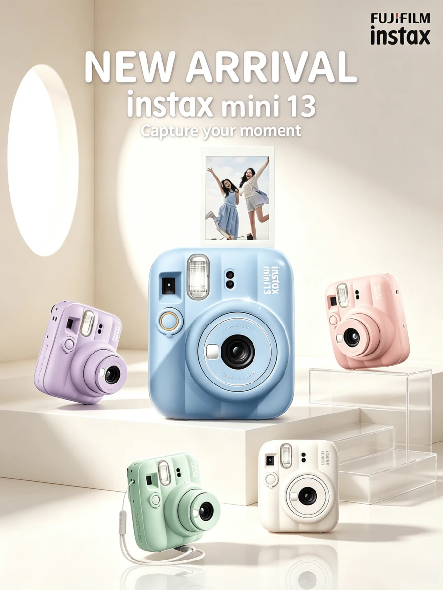 FujiFilm Instant Film Camera Mini13 Upgraded Version | Dual Timer, Auto Exposure, Macro Close-Up, Portable Film Camera For Students And Travel, Perfect Gift