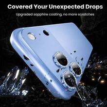 CASECOPS 淺藍色 2入裝 Ultra HD 閃鑽裝甲鏡頭螢幕保護貼，適用 18 Pro Max/18 Pro，金屬表面搭配超薄鋼化玻璃，鑲嵌閃亮鑽石，9H 硬度，防刮、防油污、防指紋、防塵，全覆蓋防護，防止刮傷與衝擊，耐用保護貼，適合智慧型手機使用者與攝影愛好者 - 淺藍色-2片 - 查看 4