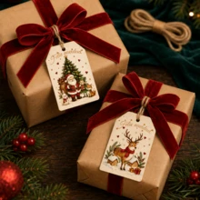 Custom Vintage Christmas Gift Tags With Text, Personalized Holiday Greeting Card Tags, Festive Nutcracker Christmas Hanging Decor, Customized Gift Labels, Customizable Present Tags, Christmas Party Decor, Holiday Gift Wrap Accent, Home Decor, Family - Style C - View 6