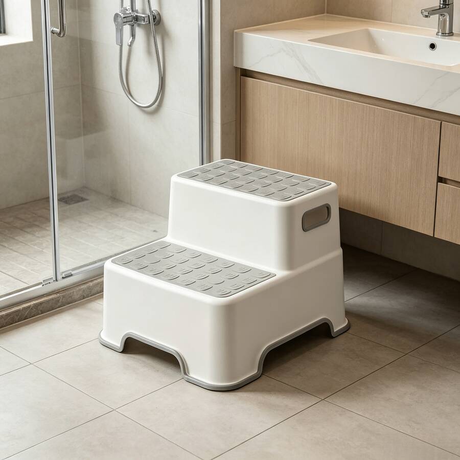1 Pc / 2 Pcs Multi‑Functional Non‑Slip 2‑Step Stool, Stable Non‑Slip Foot Pads, High Load‑Bearing Capacity, Built‑In Portable Handle, Suitable For Fetching Items In Kitchen And Living Room, Easy To Clean And Space‑Saving,Wash Hands Foot Stool - Random Color - View 1