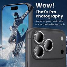 CASECOPS 石墨灰 2入裝 Ultra HD 閃鑽裝甲鏡頭螢幕保護貼，適用 18 Pro Max/18 Pro，金屬表面搭配超薄鋼化玻璃，鑲嵌閃鑽，9H 硬度，防刮、防油污、防指紋、防塵，全覆蓋防刮防撞耐用保護貼，適合智慧型手機使用者與攝影愛好者 - 石墨灰-2片 - 查看 5