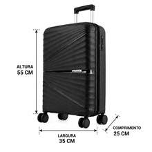 Mala de Bordo 10kg em Polipropileno 55x35x25cm Rodas Duplas 360° Cadeado TSA Porta USB/USB-C e Porta-Copos - Preto - Visão 4