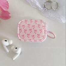 Full Print Pink Bow Bluetooth Earphone Protective Case Compatible With Iphone Earphone Shell Compatible With Airpods 1/2/5 Generation Earphone Protective Cover, With Buckle, Compatible With AirPods 1/2/3/4/5/Pro/Pro2/Pro3, Sweet Girl Best Friend Gift Small Present - Pink Ribbon + Pink Buckle - View 9