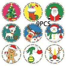 Christmas Hot-Selling 9pcs Christmas Coasters, Cute Cartoon Santa Claus, Snowman, Reindeer, Gingerbread Man, Puppy, Tree PET Water Cup Coasters, Suitable For Home Kitchen Dining Table Party, Winter Holiday, Protect Tabletop Decor, Christmas Decoration Gift - Multi-color LDX2662 - View 12