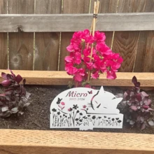 1pc Customized Cat Memorial Gift, Personalized Cat Memorial Keepsake, Metal Grave Marker, Cat Garden Decor, Condolence Gift, Pet Memorial Stake, Yard Decoration - Black - View 7