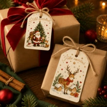Custom Vintage Christmas Gift Tags With Text, Personalized Holiday Greeting Card Tags, Festive Nutcracker Christmas Hanging Decor, Customized Gift Labels, Customizable Present Tags, Christmas Party Decor, Holiday Gift Wrap Accent, Home Decor, Family - Style C - View 5