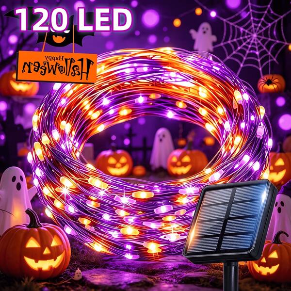 1pc Halloween/Christmas Solar String Lights, 12.0m Long, 120 LED Bulbs, 8 Lighting Modes, Suitable For Halloween And Christmas Decoration, Outdoor Lighting Activities