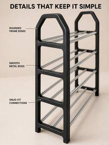 1pc 4-Tier Shoe Rack Storage Organizer - Freestanding Shoe Cabinet, Suitable For Closet, Entryway And Hallway - Easy Assembly And Space-Saving Stainless Steel Multi-Layer Simple Shoe Rack Storage Cabinet For Indoor Dorm Entrance Home Use, Stylish And Economical - Multicolor - View 5