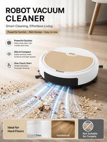 Robot Vacuum Cleaner Automatic Dust Collection, Slim Design, And Efficient Cleaning Of Hard Floors USB Charging Compact Smart Sweeping Vacuum Cleaner For Removing Pet Hair, Dust, And Small Debris - A-gold - View 1