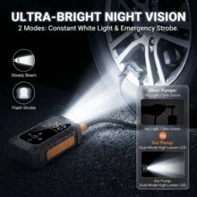 Portable Tire Inflator, Cordless Air Compressor, Rechargeable Electric Tire Pump With Digital Pressure Gauge, Led Light & Auto Shut-Off, 150psi Fast Inflation For Car, Motorcycle, Bicycle & Balls.7.4V 2000mAh - Wireless - View 3