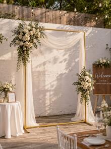 Golden Square Ironwork Wedding Background Arch Frame, Multi-Sized Square Metal Background Frame, Outdoor Wedding Ceremony Party Decoration Support Frame - View 2