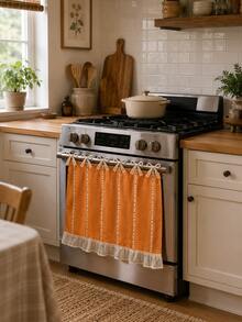 Country Style Oven Door Curtain, Bohemian Kitchen Stove Handle Cover With Lace Bow And Ruffle Edge, Multiple Colors Available, Farmhouse Kitchen Home Decor, Suitable For Home Kitchen Cabinet Decoration, Rustic Appliance Dust Cover - Multicolor - View 13