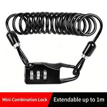 1pc Combination Helmet Lock, Retractable Steel Cable Bike Lock, Portable 3-Digit Combination, Outdoor Cycling Anti-Theft Lock - Multicolor - View 3
