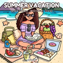 Summer Vacation Cute & Cozy Coloring Book For Kids & Adults, Large Print Summer Beach Holiday Coloring Pages, 120gsm Thick Paper (FREE GIFT 1 Protective Backing Sheet) Stress Relief & Mindfulness, Relaxing & Fun Summer Drawing Activity Book For Girls - Summer Vacation - View 13