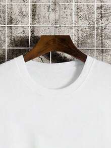 Men's Plus Size Crew Neck Long Sleeve Pullover Sweatshirt - White - View 3