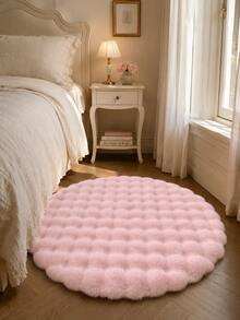 Soft Fluffy Rug Baby Pink Area Round Rug,For Bedroom,Living Room,Study,Office,Washable & Non-Slip,Cute Rug,Living Room Rug,Bedroom Rugs,Bedside Rug,Faux Fur Rug,Decorative Rug,Faux Fur Rug,Bedroom Decor,Winter Decoration,Autumn Home Decor,Room Decor - Baby Pink - View 3