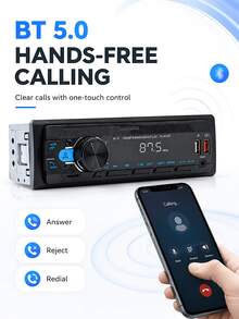 12V Car MP3 Player With Bluetooth Hands-Free, FM Radio, Colorful Lights, Suitable For Car Center Console Upgrade - A - View 3