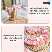 1pc Pet Peach Bobo Bandana Pet Bib Satin Bow Tie Pearl Princess Style Pet Accessory Ruffle Edge Cat Dog Universal - Multicolor - View 4
