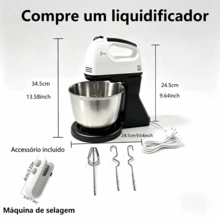 Batedeira elétrica multifuncional de 100 W, 110 V, para amassar e bater ingredientes, ideal para cozinha, confeitaria e para bater ovos | Inclui seladora e máquina para conservar alimentos - Branco - Visão 8