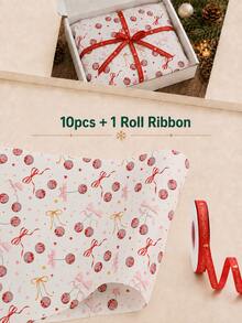 10 Sheets Christmas Light Pattern Tissue Paper, Including Christmas Tree, Candy, Star Patterns - 20" X 14", Handmade Wrapping Paper, Easy To Protect Items, Suitable For Gift Box Filling, Party Decoration - Pear - View 20