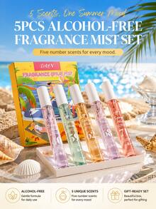Conjunto de 5 Peças de Névoa de Fragrância para Cabelo e Corpo Sem Álcool, Spray Corporal Portátil de 10ml Tamanho de Viagem, Fragrância Feminina com Aroma Floral Frutado de Baunilha, Caixa de Presente - Multi Aromas - Visão 1