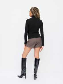 Autumn/Winter Casual Versatile Solid Color Turtleneck Top - Black - View 4