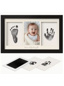 Baby Hand And Footprint Kit, Wooden Photo Keepsake Frame, Ink‑Less Print Pads For Newborn, Baby Shower Memory Souvenir Gift For Boys Girls New Parents - Multicolor - View 11