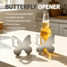 Butterfly-Shaped Lever-Action Bottle Opener, Effortless Beer And Wine Corkscrew Opener, Portable Kitchen Gadget For Home, Outdoor, Picnic And Camping - View 12