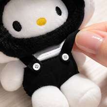 SANRIO 1pc KT Cat Plush Keychain, Black & White Hello Kitty Bag Charm, Cute Hooded Cloak Stuffed Doll Pendant For Backpack, Purse, Keys & Gift - Multicolor - View 4