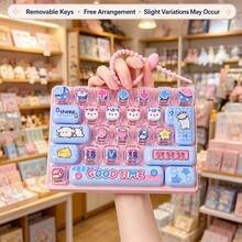 1/2/5pcs 26-Key Mini Keyboard Keychain, Silicone Material, Clickable Design, Cute Cartoon Stress Relief Toy, Portable Pocket & Desktop Decor Accessory, Fun Creative Office Gift - Multicolor - View 18