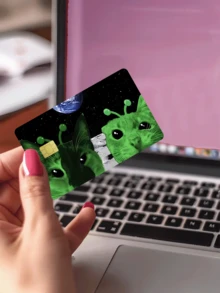 1pc Funny Alien Cat Credit Card Sticker, Cute Pet Couples Essential Party Birthday Gift, PVC Material Anti-Fingerprint Durable Scratch-Resistant, Suitable For Men, Women, Couples, Fits Small Chip Cards, Bank Cards, Credit Cards, Transportation Cards, Student ID Cards, Room Keys For Privacy Protection - Type a - View 13