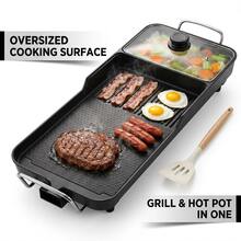 2-In-1 Electric Grill With Hot Pot, Extra Large Indoor BBQ Grill Griddle Combo, 5-Level Adjustable Temperature Multi-Function Tabletop Grill, Nonstick Cooking Station With Kitchen Utensil Gift Set - US B Type Plug(110-127V) - View 11