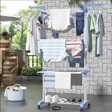 Tendedero de ropa, 4 Niveles Tendederos Plegables Vertical con Ruedas Amplio Espacio de Secado Tendederos, Acero Inoxidable Tendal para Exterior y Interiores - blu - Visualizzare 6
