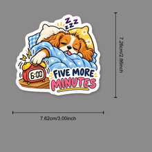 1PC Sleepy Puppy "Five More Minutes" Sticker, Funny Morning Meme Vinyl Decal, Lazy Wake‑Up Quote, Waterproof Sticker For Laptop, Water Bottle, Car, Phone Case - Multi-color - View 9