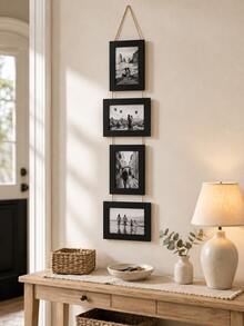 1 buah Bingkai Foto Gantung Dinding Kayu Vintage, Bingkai Foto Multi-Foto Gaya Pedesaan, Tampilan Foto Keluarga 6 Inci, Bingkai Kayu Vintage dengan Tali Rami, Cocok untuk Ruang Tamu, Kamar Tidur, Dekorasi Dinding Asrama - beraneka warna - View 4