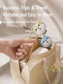 Cute Shiba Inu Shaped Oral Care Storage Tool, Mini Portable "2-In-1". Built-In Silicone Toothpaste Bag, Can Store Toothpaste, With Drawstring Design, Convenient For Draining And Hanging, Suitable For Business Travel, Also Can Be Used As A Portable Cosmetic Storage Box In The Bedroom. - Multicolor - View 6