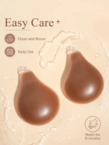 1pc Self-Adhesive Bra Cups, Transparent Halter Strap, A/B/C/D Multi-Size Options, Deep Skin Tone Invisible Breast Pads, Skin-Friendly Reusable Adhesive, Suitable For Cold Shoulder Dresses, Party Wear Secure Fit, Includes 30pcs Disposable Round Pattern Nipple Covers, Women's Intimate Lingerie - Multicolor - View 5