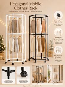 1pc Hexagonal Rotating Drying Rack, Indoor Clothes Rack, Suitable For Bedroom, Living Room, Domed Space, Clothing Store Display, Movable Coat Rack - Space-Saving, Quick Drying, 360° Rotating Arms, Sturdy Steel Frame, Lightweight And Durable Structure, Perfect For Spring Minimalist Home Decor, Easy Assembly, No Tools Required, Also Suitable For Apartment Use - Multicolor - View 5